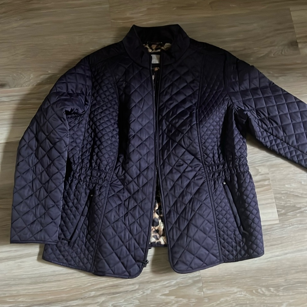 LAUNDRY BY SHELLI SEGAL Jacket Purple Quilted Long Sleeve Zip Front. Coat - Picture 2 of 9